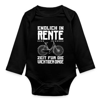 Endlich In Rente Fahrrad - Baby Bio-Langarm-Body - Schwarz - Vorne