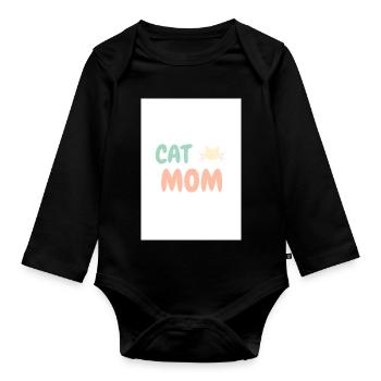 Cat Mom Katzenliebhaber Design - Baby Bio-Langarm-Body - Schwarz - Vorne