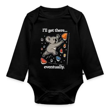 Saut Koala Bouldering Dyno – J’y arriverai - Body Bébé bio manches longues - noir - Devant