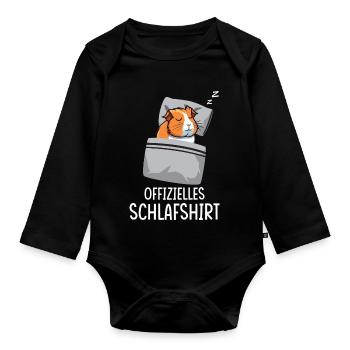 Offizielles Schlafshirt Pyjama Meerschweinchen  - Baby Bio-Langarm-Body - Schwarz - Vorne