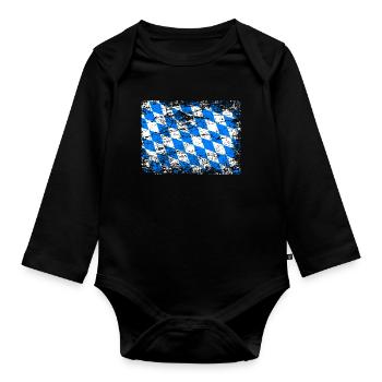 Bavaria flag used look vintage flag - Organic Longsleeve Baby Bodysuit - black - Front