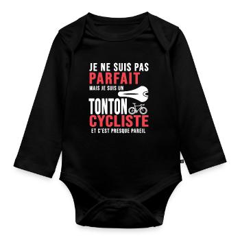 tonton cycliste humour vélo velo vélos velos - Body Bébé bio manches longues - noir - Devant