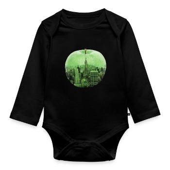 new York - Organic Longsleeve Baby Bodysuit - black - Front