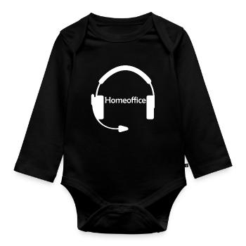 Home office headset - Organic Longsleeve Baby Bodysuit - black - Front