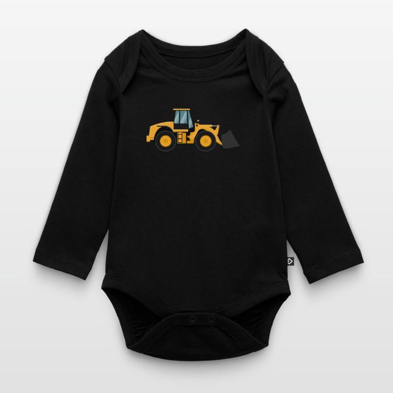 Loading Machine Silhouette Gift Wheel Loader Driver Organic Longsleeve Baby Bodysuit