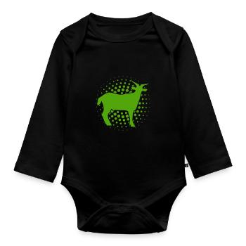 Ziege - Bock - Geiß - Bauernhof - Zoo - Urlaub - Baby Bio-Langarm-Body - Schwarz - Vorne