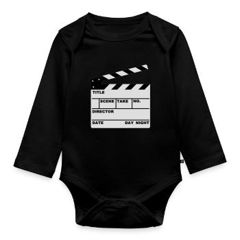 Klappe - clapperboard - Baby Bio-Langarm-Body - Schwarz - Vorne