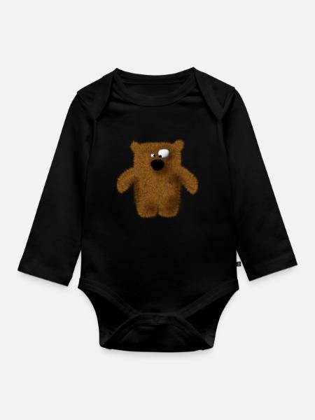 teddy - Organic Longsleeve Baby Bodysuit - black