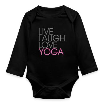 Live Laugh Love YOGA blanc / rose - Body Bébé bio manches longues - noir - Devant