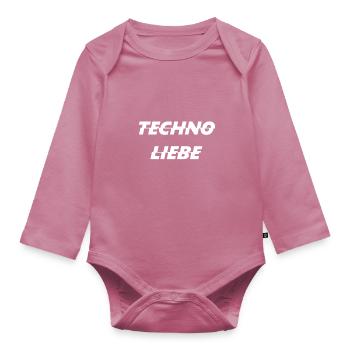 Techno Liebe Weiss Verzerrt - Baby Bio-Langarm-Body - Mauve - Vorne