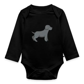 Cute Dog - Organic Longsleeve Baby Bodysuit - black - Front