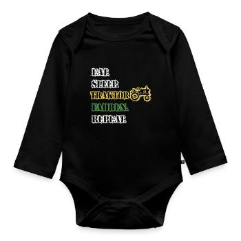 Traktor Shirt · Landwirtschaft · Traktor fahren - Baby Bio-Langarm-Body - Schwarz - Vorne
