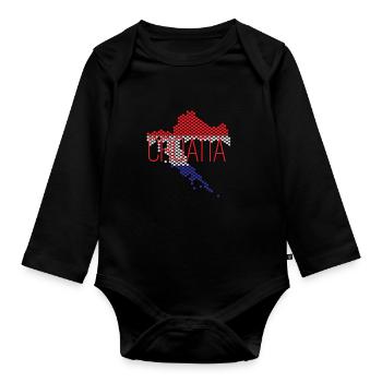 Croatia Kroatien Land Design mit Nationalfarben - Baby Bio-Langarm-Body - Schwarz - Vorne