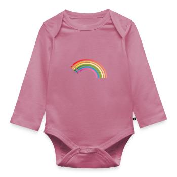 LED Rainbow - Organic Longsleeve Baby Bodysuit - mauve - Front