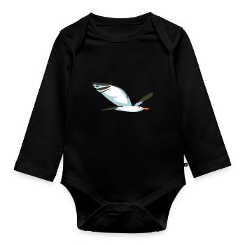 Möve fliegen Ostsee Nordsee Flug Vogel - Baby Bio-Langarm-Body - Schwarz - Vorne