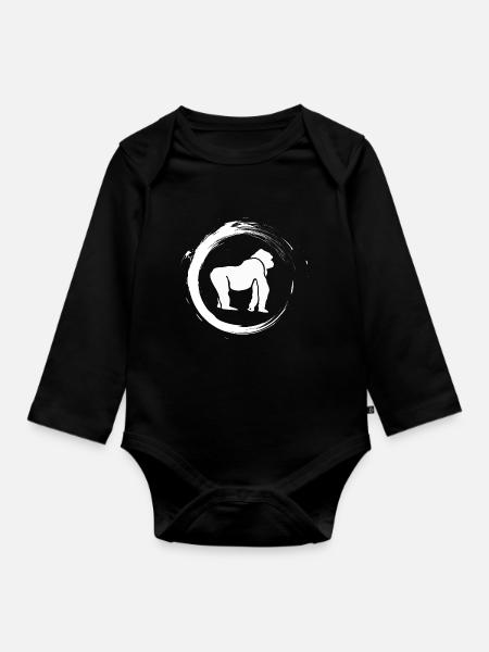 Gorilla - Baby Bio-Langarm-Body - Schwarz