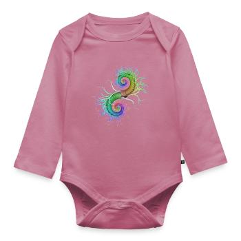 Psychedelisch Seepferchen Abstrakte Kunst Goa Psy - Baby Bio-Langarm-Body - Mauve - Vorne