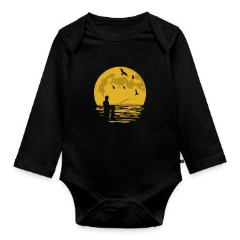 papa père et fils pêche pêche pêche cadeau pêche - Body Bébé bio manches longues - noir - Devant