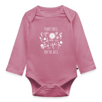 Plant These For The Bees Environmental Activist - Baby Bio-Langarm-Body - Mauve - Vorne