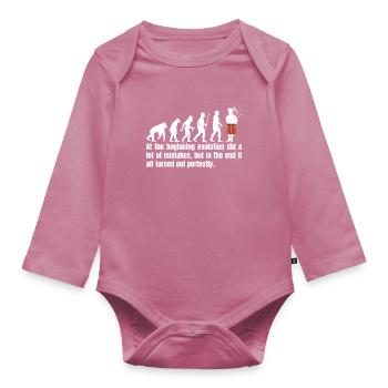 T-shirt drôle de Darwin sur l'évolution du kilt - Body Bébé bio manches longues - mauve - Devant