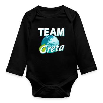TEAM Greta - Organic Longsleeve Baby Bodysuit - black - Front