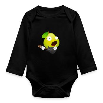 pear - Organic Longsleeve Baby Bodysuit - black - Front