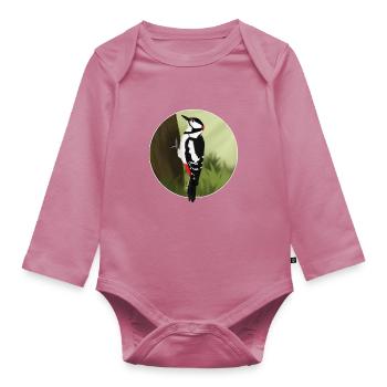 jz.birds illustration de conception oiseau pic - Body Bébé bio manches longues - mauve - Devant