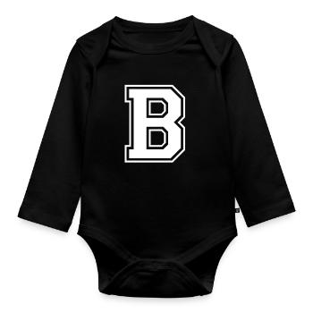 b - Organic Longsleeve Baby Bodysuit - black - Front