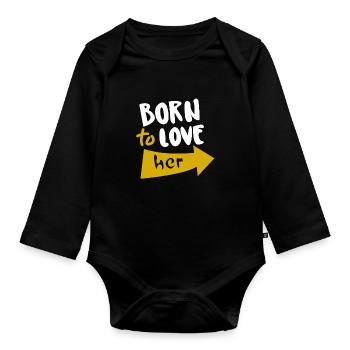 Né pour l’aimer - Body Bébé bio manches longues - noir - Devant