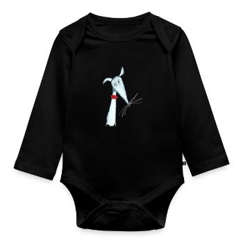 Lévrier bleu - Body Bébé bio manches longues - noir - Devant