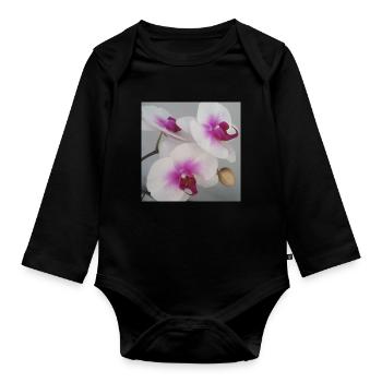 Orchidee - Baby Bio-Langarm-Body - Schwarz - Vorne