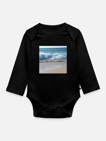 waves - Baby Bio-Langarm-Body - Schwarz