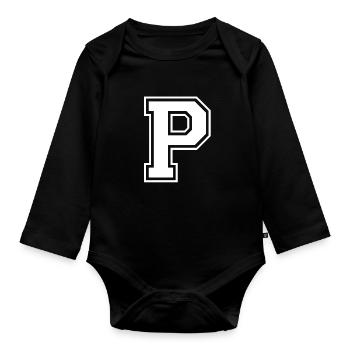 P - Organic Longsleeve Baby Bodysuit - black - Front