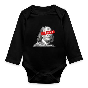 Krypto Benjamin Franklin Kryptowährung Blockchain - Baby Bio-Langarm-Body - Schwarz - Vorne