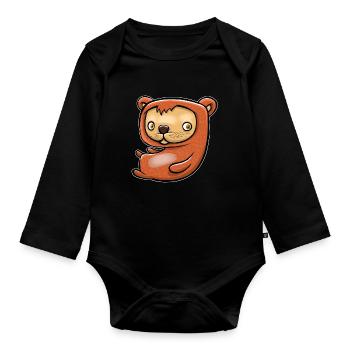 Happy Rodent - Organic Longsleeve Baby Bodysuit - black - Front