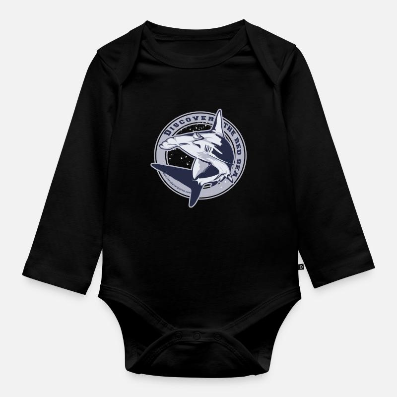 Hammerhead in circle - Baby Bio-Langarm-Body - Schwarz