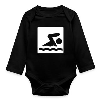 Schwimmen - Baby Bio-Langarm-Body - Schwarz - Vorne