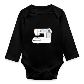 Sketchnote sewing machine - Organic Longsleeve Baby Bodysuit - black - Front