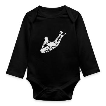 Maori Bodyboarding Surfer Polynesian Tribal Tattoo - Organic Longsleeve Baby Bodysuit - black - Front