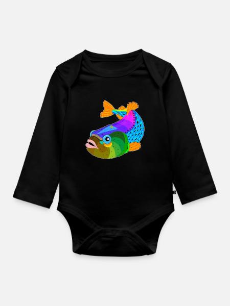 Fisch / Fisch - Baby Bio-Langarm-Body - Schwarz
