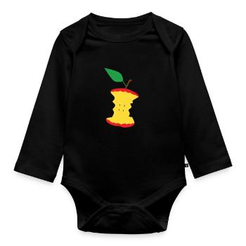 Apple - Organic Longsleeve Baby Bodysuit - black - Front