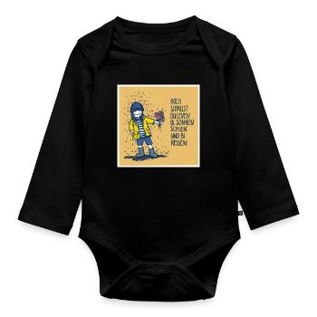 Plattdeutsch Zum Geburtstag viel Glück - op Platt - Baby Bio-Langarm-Body - Schwarz - Vorne