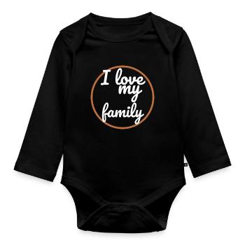 famille - j'aime ma famille - Body Bébé bio manches longues - noir - Devant