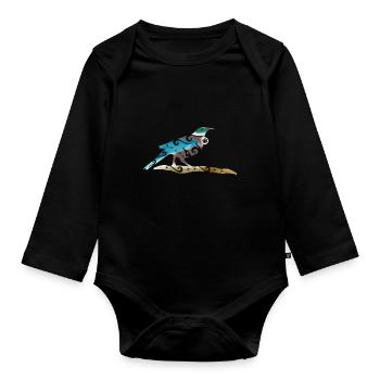 Maori Sailboat Polynesian Tribal Tattoo Gift - Organic Longsleeve Baby Bodysuit - black - Front