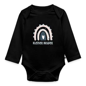 Kleiner Bruder Regenbogen - Baby Bio-Langarm-Body - Schwarz - Vorne