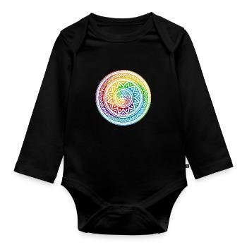 Mandala- Ying Yang - Organic Longsleeve Baby Bodysuit - black - Front