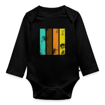 Retro stripes - Organic Longsleeve Baby Bodysuit - black - Front