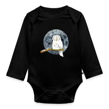 Die Schneeeule - Baby Bio-Langarm-Body - Schwarz - Vorne