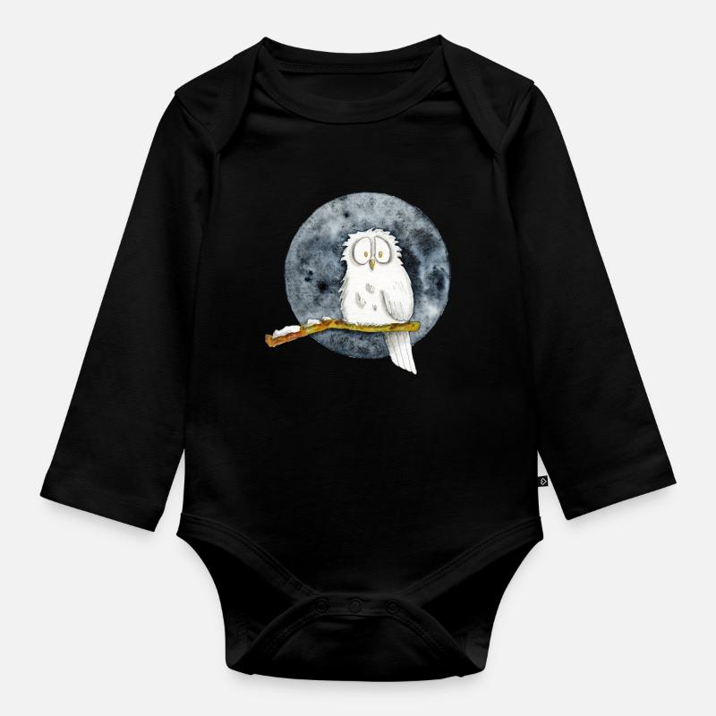 Die Schneeeule - Baby Bio-Langarm-Body - Schwarz