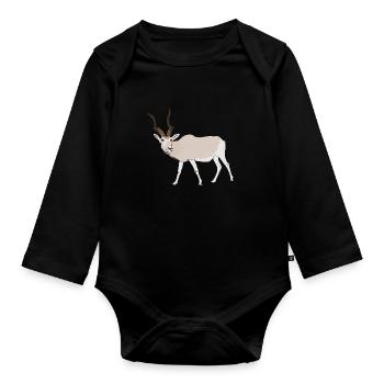 Endangered species addax desert antelope - Organic Longsleeve Baby Bodysuit - black - Front